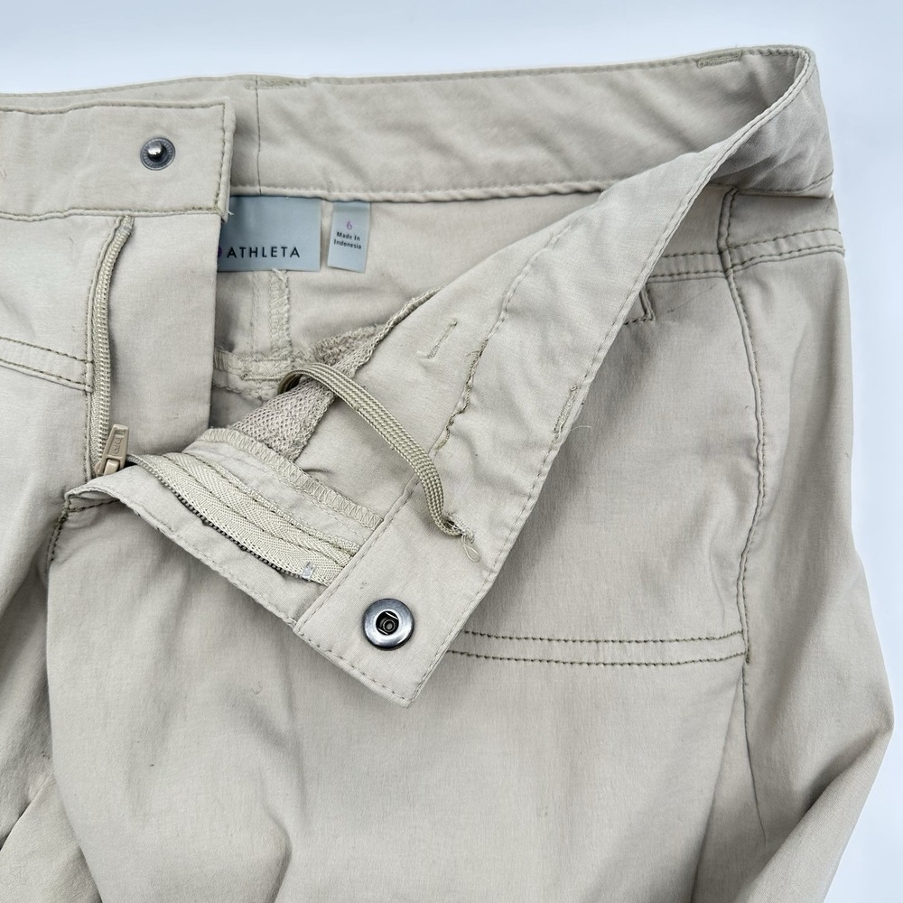 Athleta Dipper‎ Cargo Pants Women's 6 Beige Stretch Pull On Work Travel Pockets - Picture 2 of 14